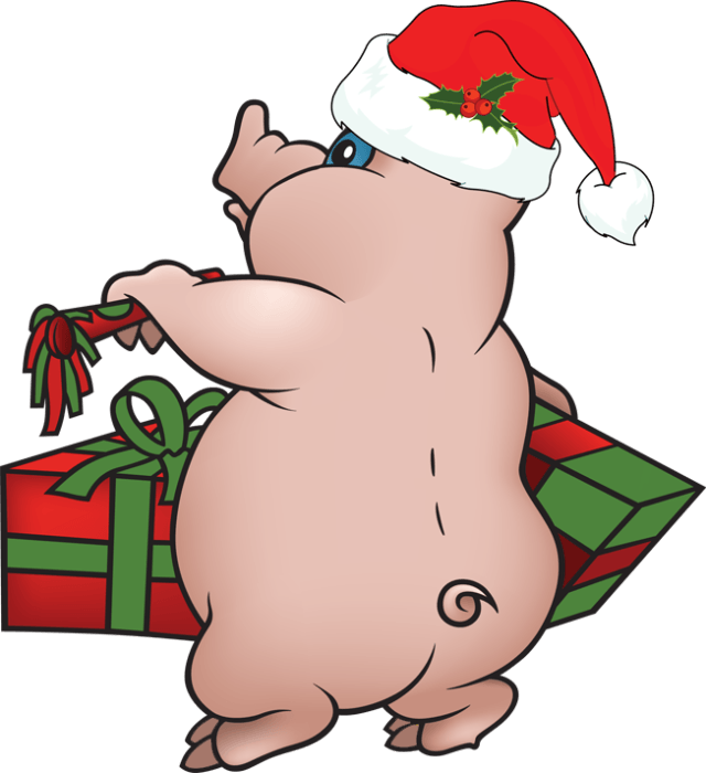Pig - Pig Christmas Clipart (640x700)
