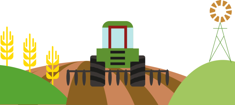 Tractor Farm Field Agriculture Planter - Farm Field Farm Clipart (758x340)