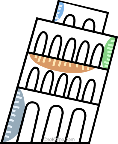 Leaning Tower Of Pisa Royalty Free Vector Clip Art - Leaning Tower Of Pisa (394x480)