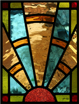 Stained Glass Clipart Sunburst - Stained Glass (600x440)