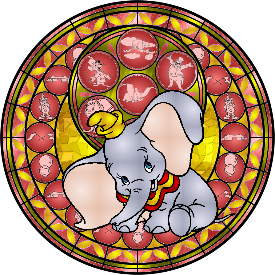 Dumbo Stained Glass By Maleficent84 - Kingdom Hearts Stained Glass (894x894)