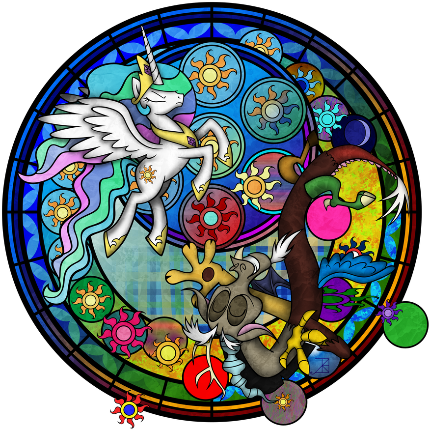 Discorded Celestia By Akili-amethyst - Mlp Stained Glass Windows Evil (894x894)