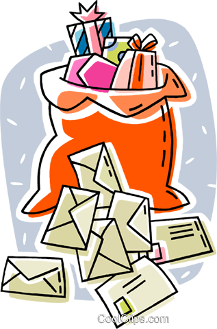 Santa Sack With Christmas Envelopes Royalty Free Vector - Christmas Day (317x480)