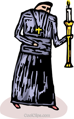 Priest Or Deacon Carrying A Candle Royalty Free Vector - Priest Or Deacon Carrying A Candle Royalty Free Vector (299x480)
