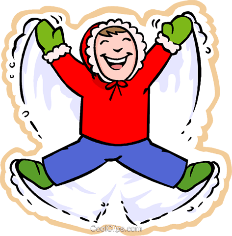Making Angels In Snow, Winter Royalty Free Vector Clip - Clip Art Snow Angel (473x480)