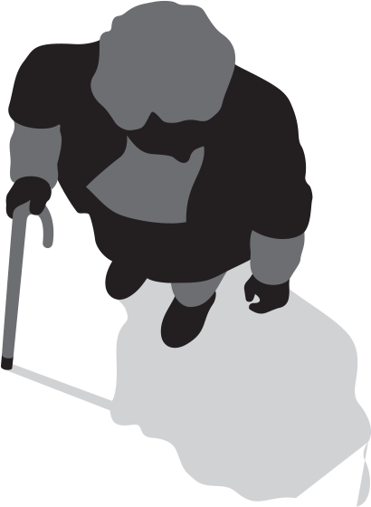 An Older Person Walking With A Stick - Person (1200x1200)