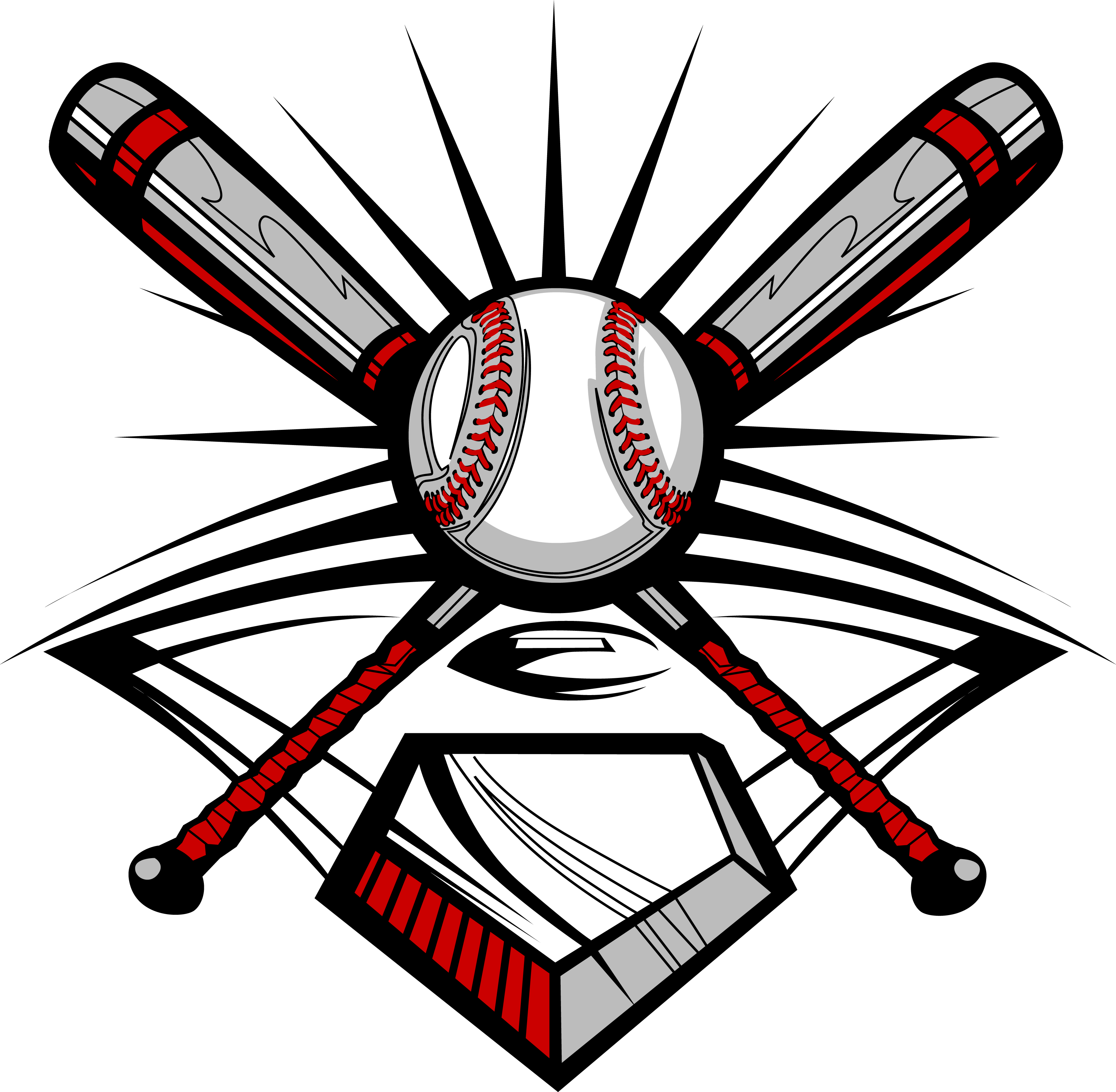 Baseball Bat, Ball, And Home Plate - Logo Para Equipos De Beisbol (3388x3315)