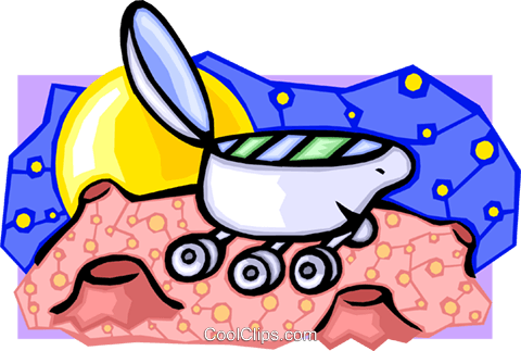 Moon And Explorer Royalty Free Vector Clip Art Illustration - Moon And Explorer Royalty Free Vector Clip Art Illustration (480x323)