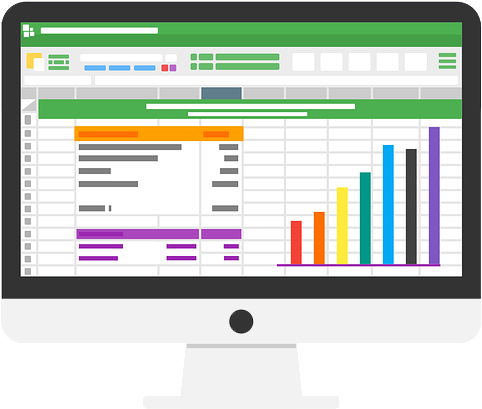Graphic Black And White Stock Accounting Software Sunrise - Fogli Elettronici Ed Excel 2016 Visual Smart (502x428)