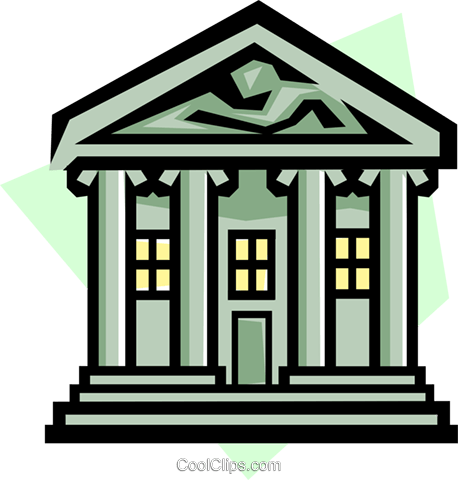 Clip Art Black And White Bank Vector Building - Bank Clip Art (458x480)