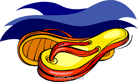 Sandals Or Thongs Royalty Free Vector Clip Art Illustration - Slipper (480x287)