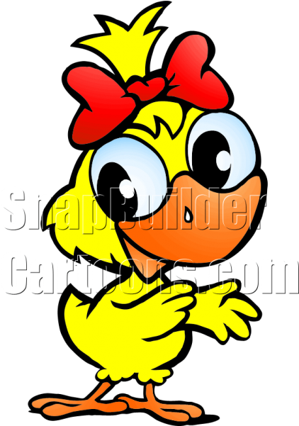 Hen With Red Bow - Chicken Cartoon Girl (600x600)