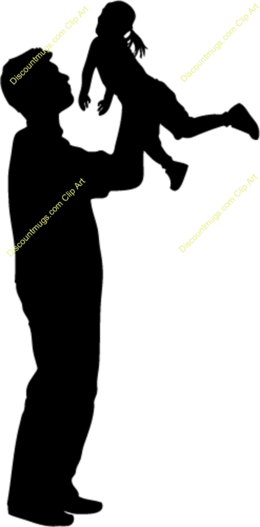 Joint Clipart - Silueta Padre E Hija (260x527)