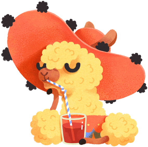 Illustration Of An Alpaca Relaxing In The Sun With - Alpaca (640x640)