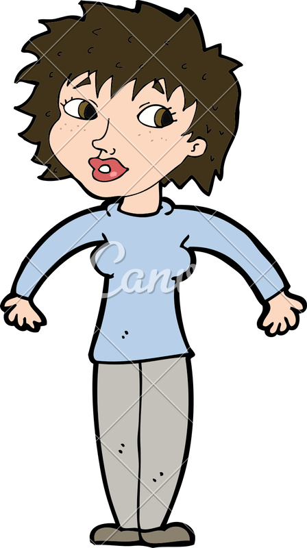 Cartoon Woman Shrugging Shoulders - Shrug (448x800)