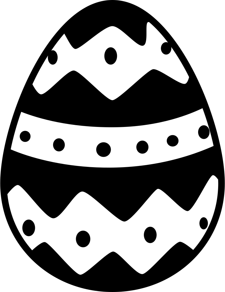 Easter Egg With One Horizontal Straight Line And Two - Easter Egg Vector Black And White (754x980)