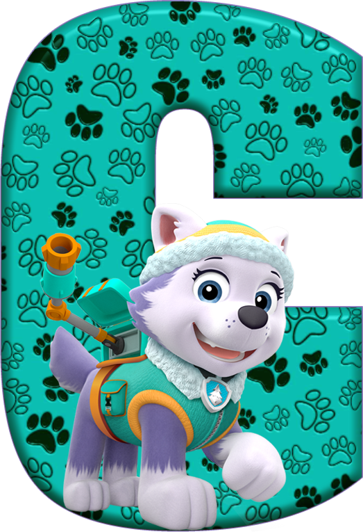 Alfabeto De Everest De Paw Patrol - Alfabeto Decorativo Patrulha Canina (523x765)
