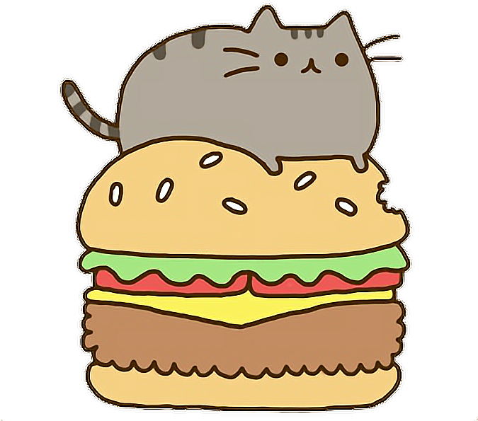 Hamburger Fastfood Kawaii Cat Food Ftestickers Scfastfo - Fondos De Pantalla Pusheen (674x644)