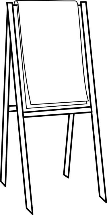 Easel Painting Art Drawing Black And White - Flip Chart Clipart (373x750)