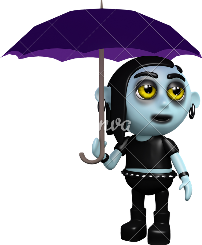 3d Goth With Umbrella - Umbrella (661x800)