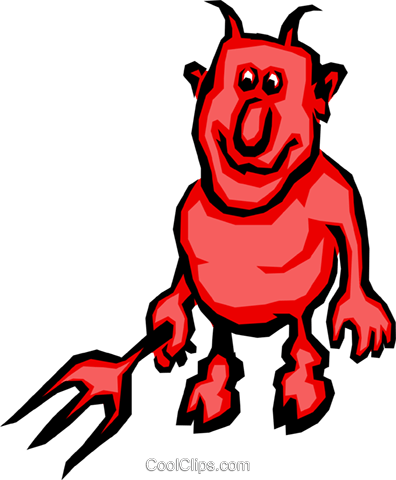 Devil With Pitch Fork Royalty Free Vector Clip Art - Bad Imagenes (396x480)
