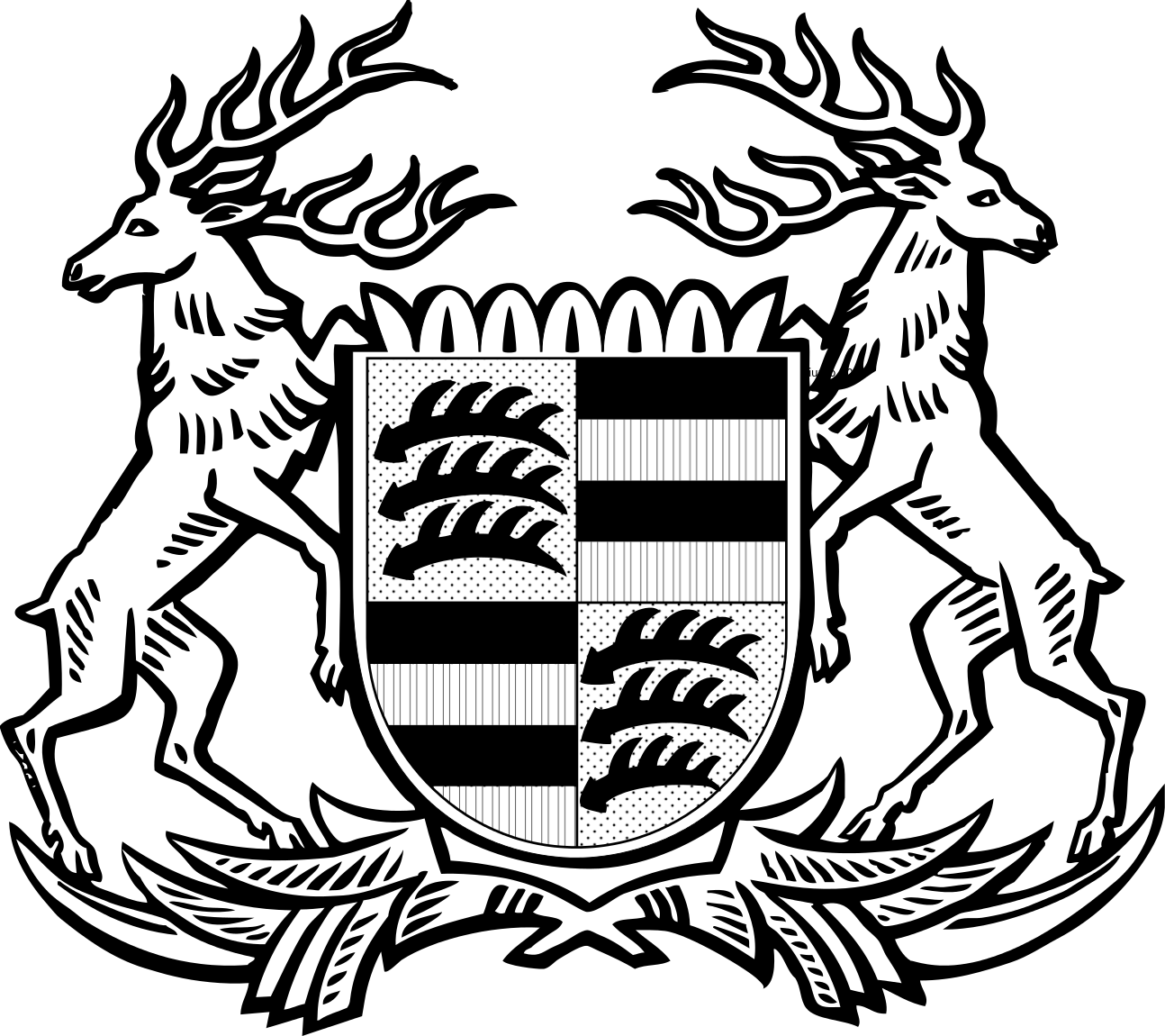 Wappen Volksstaat Württemberg - Antler Coat Of Arms (1294x1150)