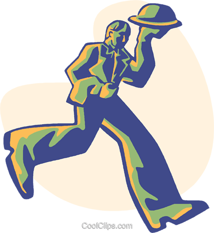 Waiter Bringing Food Royalty Free Vector Clip Art Illustration - Food (441x480)