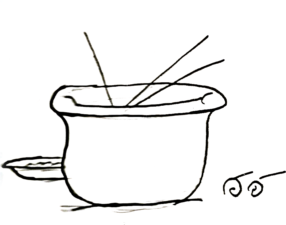 Our Waiter Brought Out The Plates And Set The Broth - Line Art (1010x786)