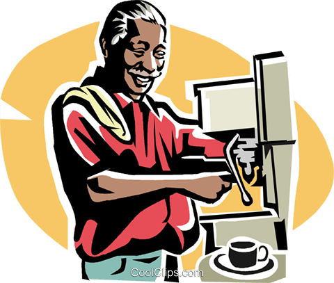 Waiter Making A Cappuccino Royalty Free Vector Clip - Making Coffee Clip Art (480x407)