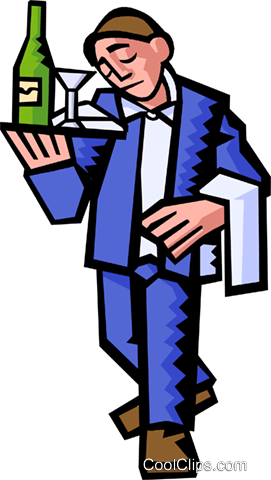 Waiter With Serving Tray Royalty Free Vector Clip Art - Waiter With Serving Tray Royalty Free Vector Clip Art (271x480)