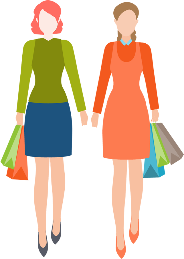 Portfolio Categories Designshop Two - Shopping Clipart Two Women (650x910)