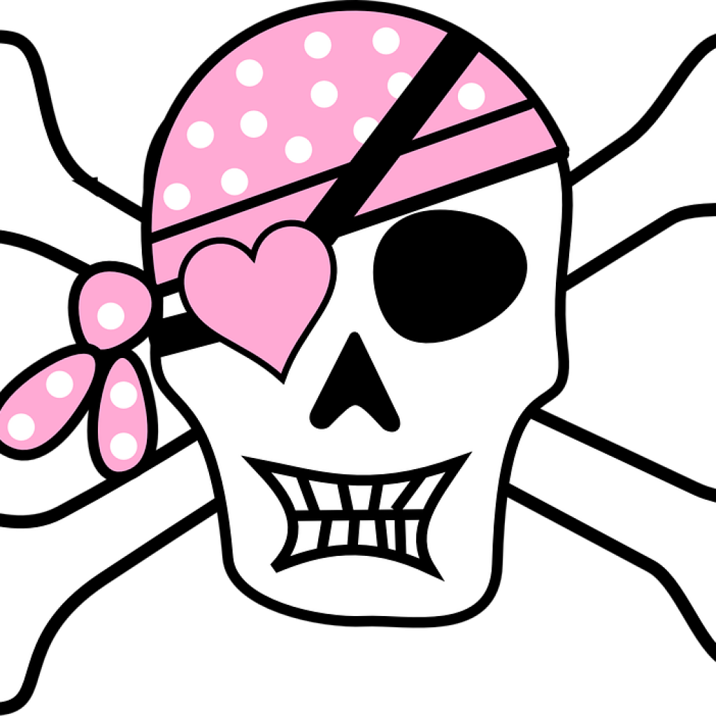 Free Skull And Crossbones Clip Art Pirate Skull And - Pink Pirates (1024x1024)