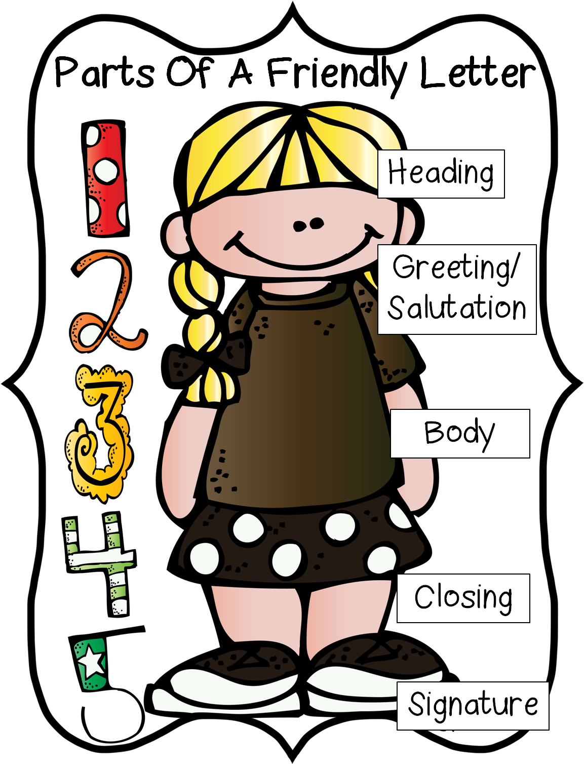 19 First Grade Vector Library Library 1st Huge Freebie - Parts Of A Friendly Letter Cartoon (1215x1567)