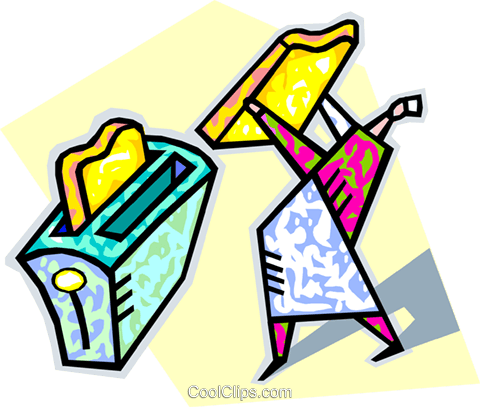 Placing A Slice Of Bread In Toaster Royalty Free Vector - Placing A Slice Of Bread In Toaster Royalty Free Vector (480x407)