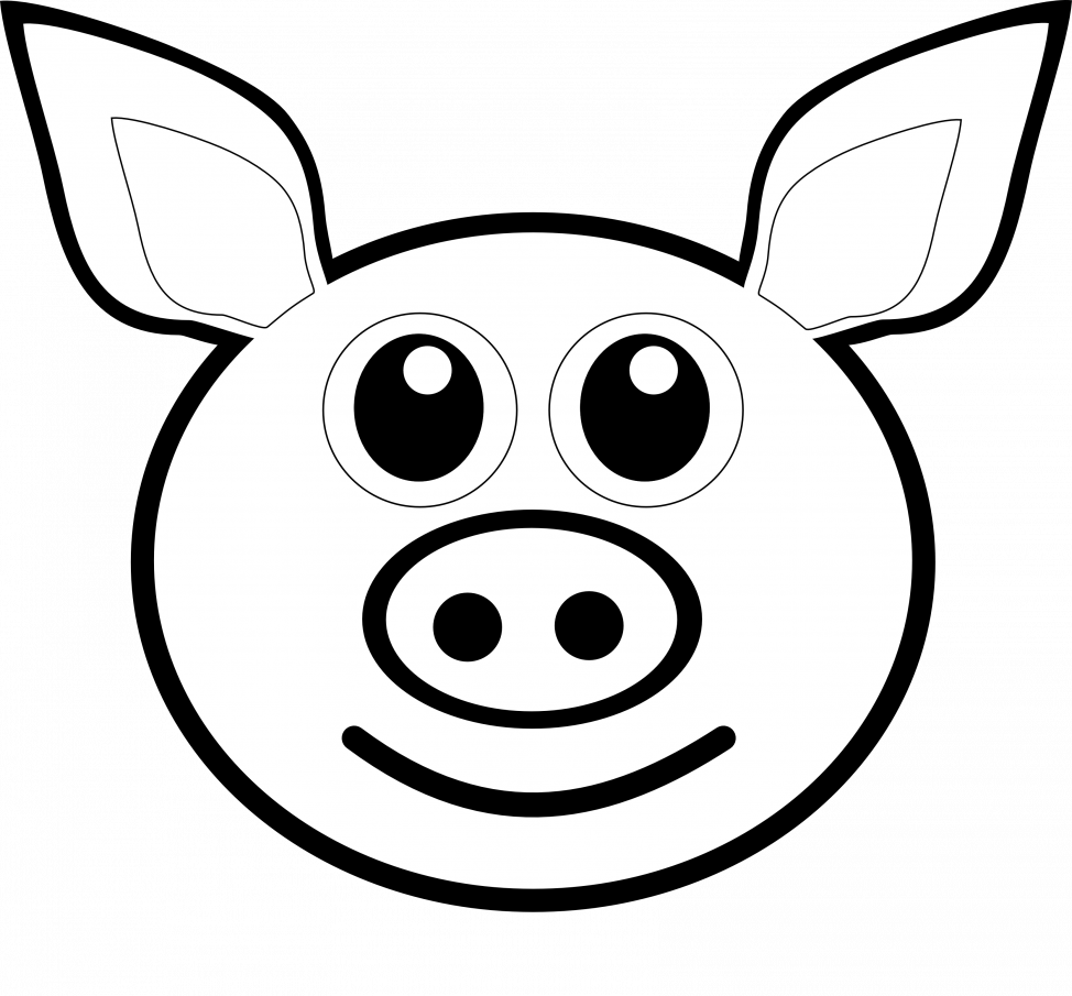 Pig Face Clipart - Drawing Of A Pig Face (974x905)
