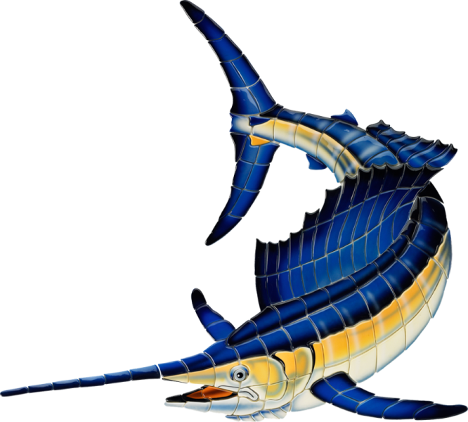 Sf12r 43"x44" Sailfish Ceramic Pool Mosaic - Swimming Pool (666x600)