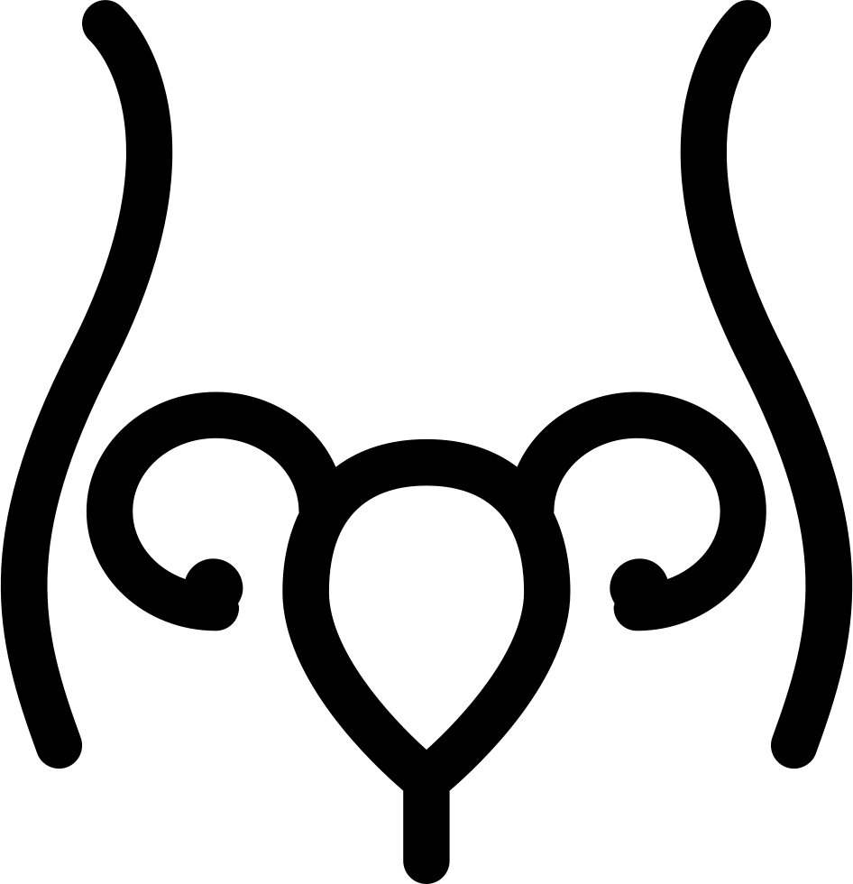 Uterus And Fallopian Tube Inside Woman Body Outline - Icon Uterus Png (946x980)
