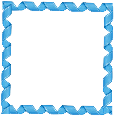 Free Digi Scrapbook Square Curly Blue Ribbon Frame - Blue Border Design Png (400x400)