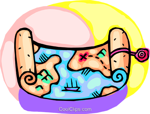 Treasure Map Royalty Free Vector Clip Art Illustration - Treasure Map (480x363)