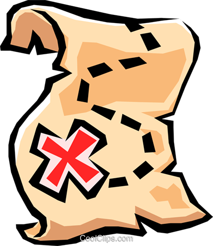 Treasure Map Royalty Free Vector Clip Art Illustration - Treasure Map Clip Art (416x480)