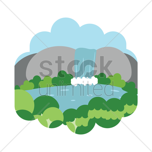 Waterfall Clipart Waterfall Clip Art - Water Fall Scenery Clipart (600x600)