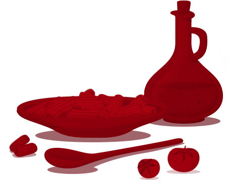 Illustrazione Rossa Pasta E Olio - Illustration (451x450)