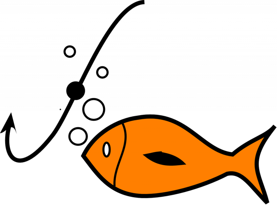 Download Hook Your Reader Clipart Fish Hook Clip Art - Fish On Hook Cartoon (900x667)