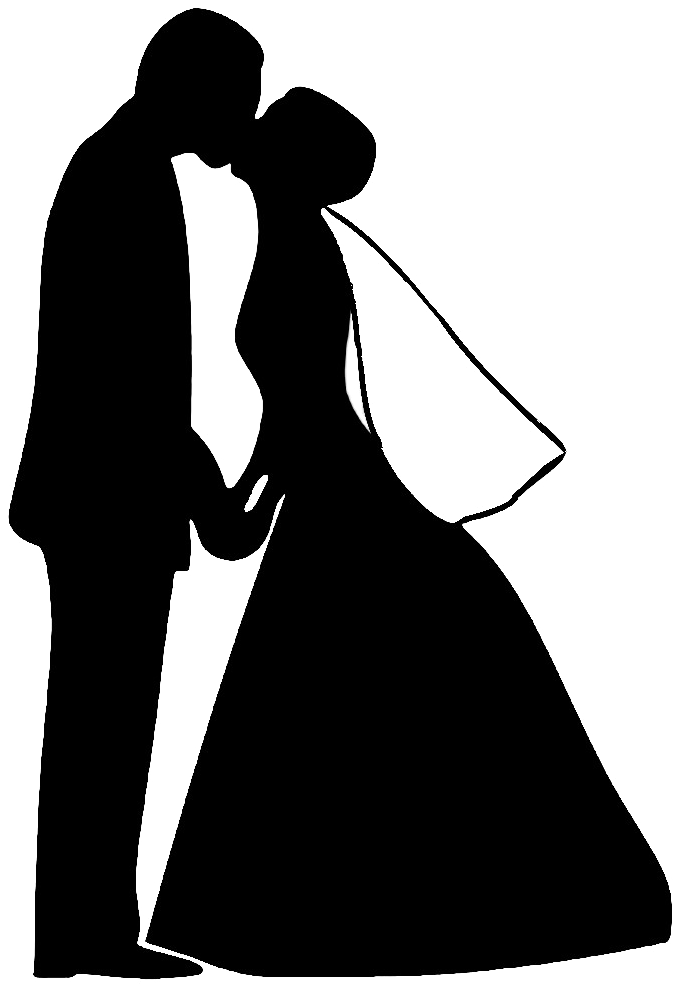 Wedding Love Couple Silhouettes Clip Art - Wedding Black And White Clipart (1375x1500)