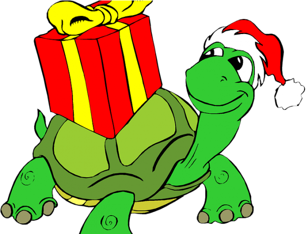Reptile Clipart Christmas - Turtle With Christmas Hat Clipart (640x480)