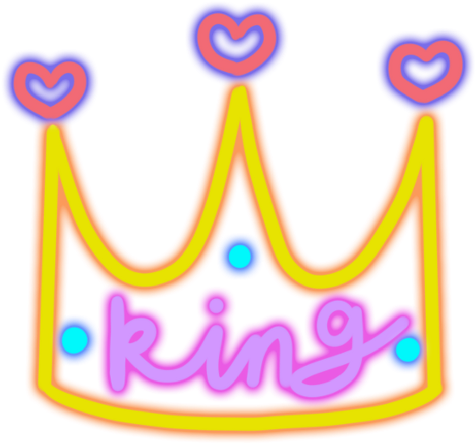 Crown King Love Heart Neon Neonlight Lighting Cute - Heart (1024x1024)