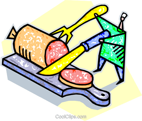 Chef Form With Salami And Knife And Fork Royalty Free - Chef Form With Salami And Knife And Fork Royalty Free (480x408)