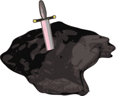 King Arthur Excalibur Sword Weapon Drawing - Espada Na Pedra Png (410x340)