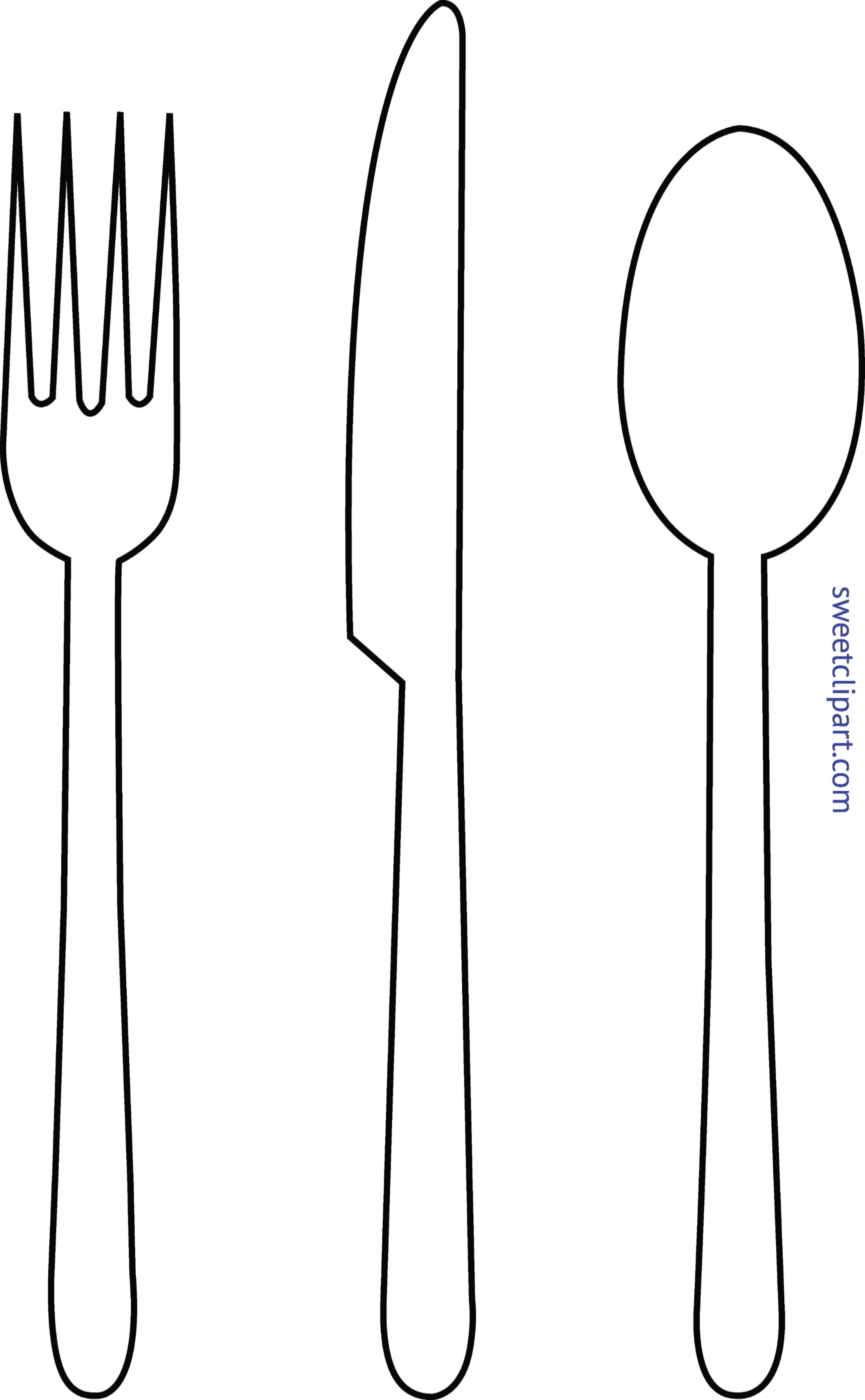 Fork Spoon Lineart Clip Art Sweet - Fork And Knife Clipart White (3457x5595)