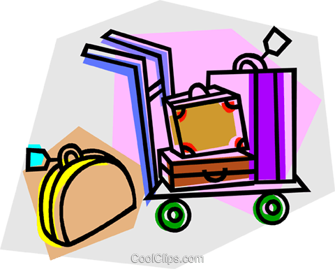 Suitcases On A Dolly Royalty Free Vector Clip Art Illustration - Suitcases On A Dolly Royalty Free Vector Clip Art Illustration (480x385)